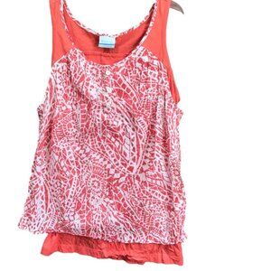 Columbia Outdoor Cotton Sleeveless Airy Print Top Shirt Double Layer Tank Hike S